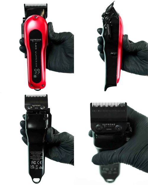 Supreme Trimmer Pro Clipper All Metal w/Fade Blade | 300 Min Run Time Professional Clipper Set, Cordless Beard Trimmer | STC5030 Red