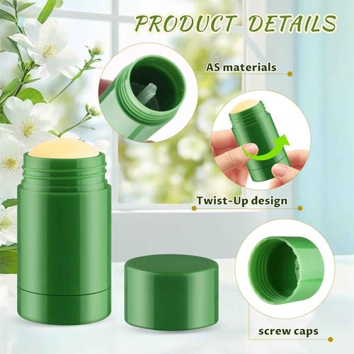 24 Pack 40ml/1.3oz Empty Deodorant Containers Twist-Up Refillable Deodorant Tubes Plastic Deodorant Bottles Bottom-fill Lip Balm Tubes For DIY Homemade Deodorant Aromatherapy Balm (green)