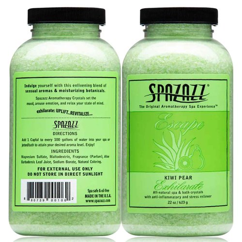 Spazzaz Hot Tub & Spa Bath Salt Aromatherapy Crystals. 22 oz Kiwi Pear Crystals and Bath Salts - Oil-Free & Safe for All Spas