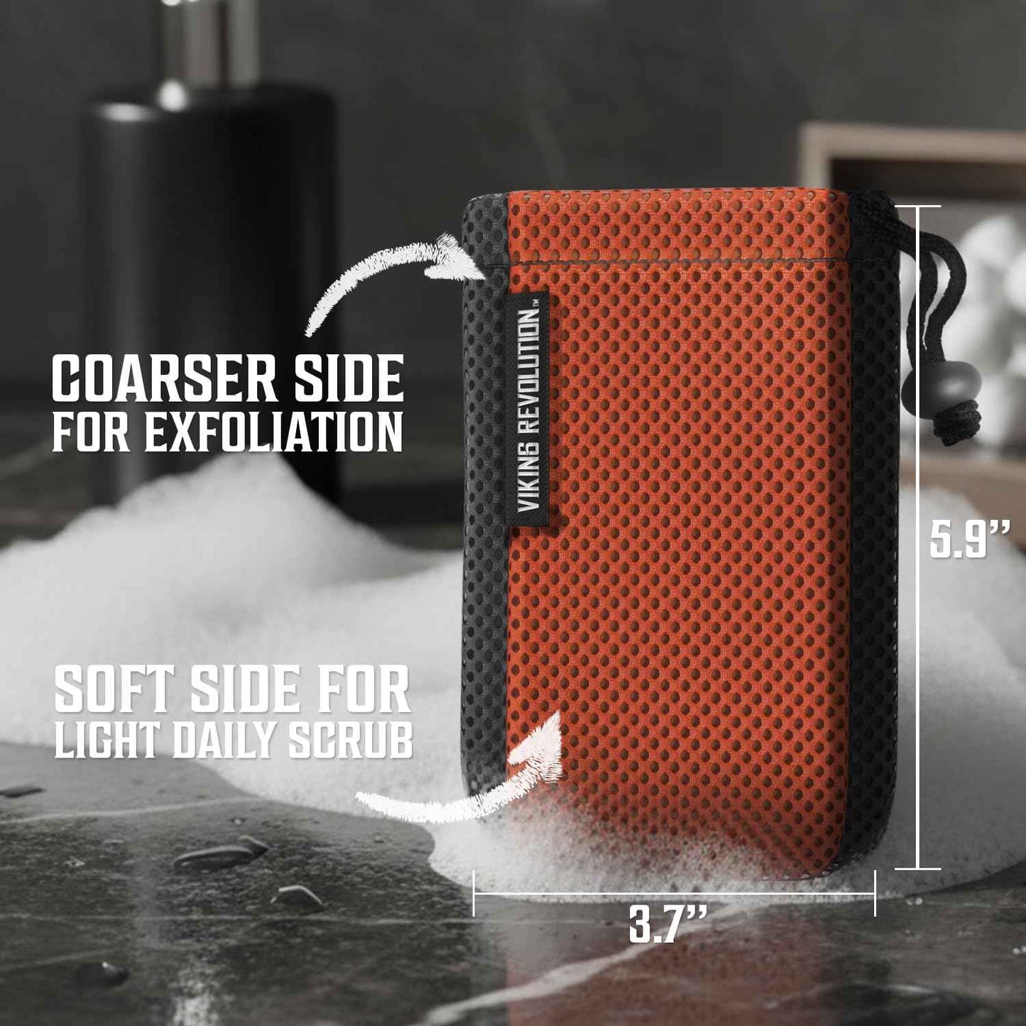 Viking Revolution Soap Bag with Drawstring - Mesh Soap Savers for Bars - Red Mesh Exfoliating Body Scrubber - Creates Rich Lather, Hang to Dry, Ready for the Next Scrub (5.9"x3.7", 1 Piece)