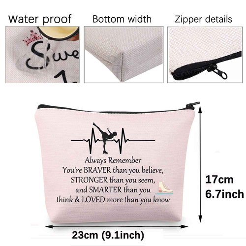 Ice Skating Gifts Cosmetic Bag Figure Skating Gifts Makeup Bag Skate Lover Gift for Women Ice Skater Gifts (Ice Skating Pouch Makeup Bag Pink)