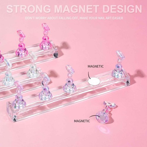 Fandamei Nail Stand, 3 Set Nail Art Stand for Press On, Nail Holder for Painting Nails, Press on Nail Stand for Practice, Magnetic Acrylic Nail Design Stand for Display with Double-sided Tape