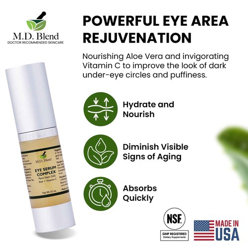 M.D. Blend Plant Stem Cell Eye Serum Complex | Aloe Vera, Vitamin C | Hydrating Eye Treatment | Airless Pump - 15ml