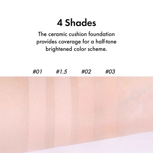 Amuse SEOUL Ceramic Skin Perfector Cushion Foundation (1.5 NATURAL) | Long-lasting, Lightweight, Semi-matte, Flawless Coverage, Hypoallergenic, Vegan, Korean Beauty (15g / 0.52oz.)