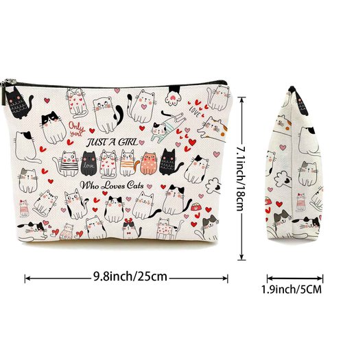 Durfk Cat Makeup Bags, Cat Lover Gifts for Girls Women, Cute Cosmetic Bag Birthday Christmas Gifts for Her, Sister, Daughter, Women