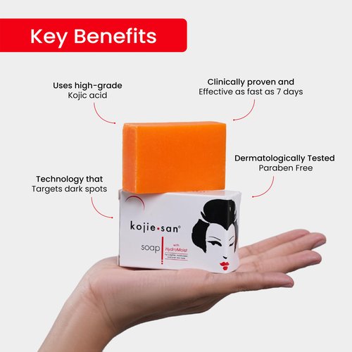 Kojie San Face & Body Shower Set - The Original Kojic Acid, Dark Spot Remover Bar Soap with Coconut & Tea Tree Oil – 65g x 8 Bars with Leafa Soap Net, Brush and Soap Dish