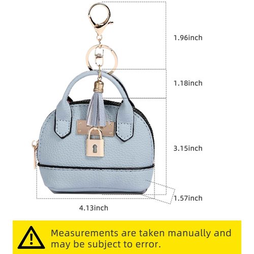 YJUBAOA 2 PCS Cute Mini Tote Bag Keychain for Women PU Leather Mini Backpack Purse Keychain Little Cosmetic Bag Key Lipstick Card Data Cable Organizer