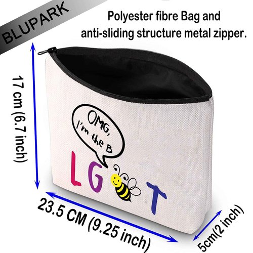 BLUPARK Funny LGBT Gift Gay Pride Bee Makeup Bag OMG I'm The LGBT Cosmetic Bag (I'M THE B)