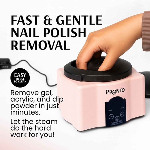 Pronto Electric Nail Soaking Bowl, Nail Steamer for Acrylic, Dip and Gel Removal, Acetone Steamer Nails Soak Off and Nail Polish Remover Machine for Gel Nail Polish Acrylic Steamer Remover, Pink