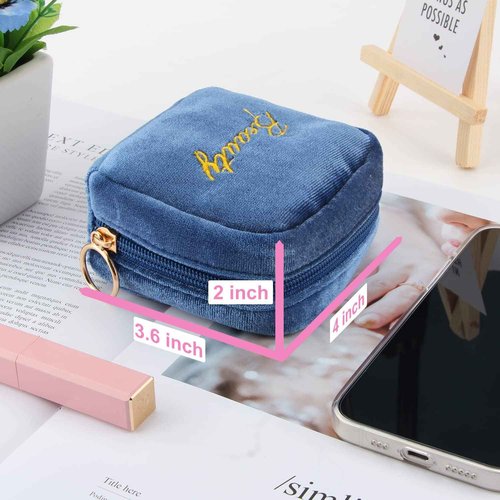 SIDESUGAR Small Makeup Bag Mini Pouch Portable Mini Make Up Bag for Purse Extra Small Makeup Bag Lipstick Holder for Women and Girls(Blue)