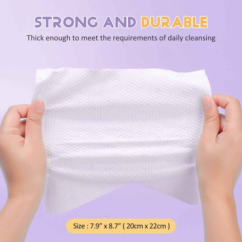 Primpro 300 Count Disposable Face Towels Ultra Soft Hand Washcloth Lint-Free Dry Wipes Biodegradable Facial Cleansing Towelettes (100 Count 3 Pack)