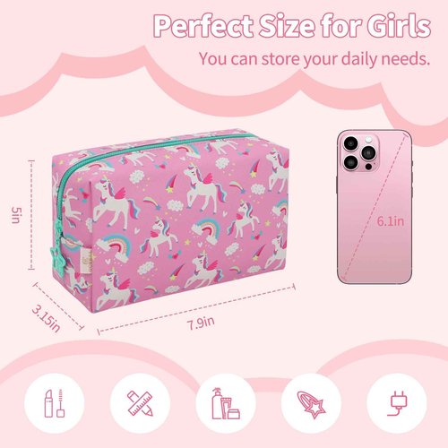 onemoky Small Makeup Bag for Girls, Cute Makeup Bag Travel Makeup Organizer Bag, Birthday Gifts for Girls 4 5 6 7 8 9 10 11 12 13 14 15 16 Years Old, Graduation Gifts for Teen Sister Daugther Friend