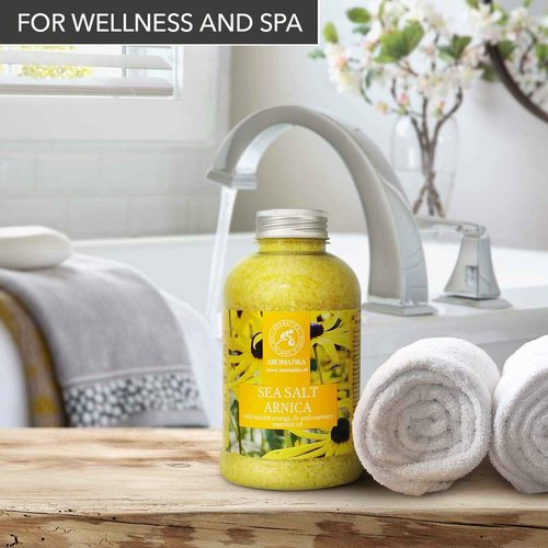 Arnica Bath Salts 21.16 Oz - 100% Natural Rosemary Orange and Fir Essential Oils - Sea Salt Arnica 600g - Best for Bath - Good Sleep - Relaxing - Body Care - Beauty (Pack of 2)
