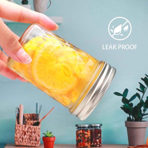 Datttcc 8 oz Mason Jars, Canning Jars,Jam Jars forJelly,Honey, Wedding Favors, Food Storage,Kitchen & DIY Gifts, with Lables,Sponge Brush,Pen,Set of 16