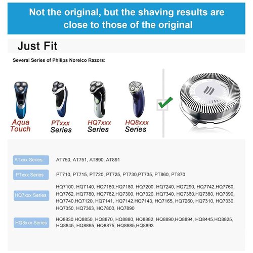 HQ8 Replacement Heads for Philips Norelco Shavers, HQ8 Heads New Upgraded,9-Pack