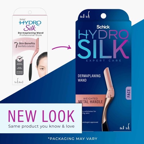 Schick Hydro Silk Dermaplaning Wand with 6 Blades & TrimStyle Razor with Bikini Trimmer, 5 Blades, 3 Refills