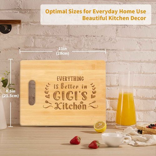 Pandasch Gigi Gifts, Best Gigi Birthday Gifts from Grandkids - Unique Engraved Bamboo Cutting Board, Funny Birthday, Christmas or Mothers Day Gifts for Gigi