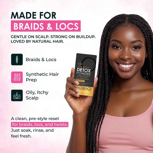 Esha Braid N Slay Detox Powder โ Scalp Cleanser for Braids, Locs & Twists โ Removes Buildup, Odor & Prewashes Synthetic Hair โ Non-Stripping, Soothing, 907g (32 Fl Oz, UNSCENTED)