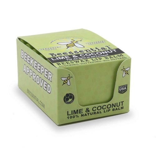 Beessential Natural Bulk Lip Balm, Coconut Lime, 18 Pack | For Men, Women, and Children. Great for Gifts, Showers, & More