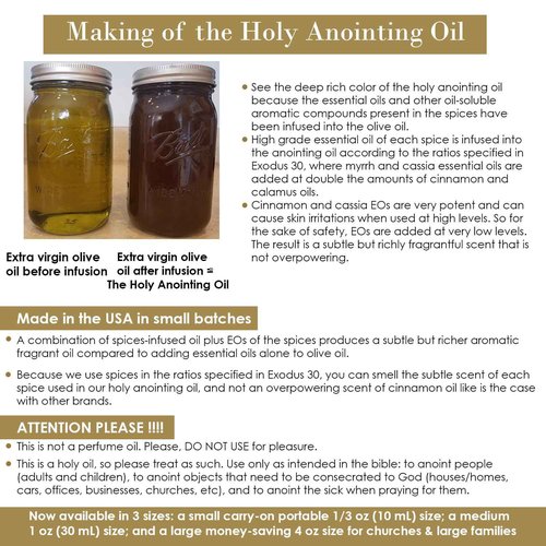 BIBLE N Beautyoils Exodus 30:22-25 Sacred and Holy Anointing Oil, Made From Scratch With Myrrh, Calamus, Cinnamon, Cassia, and Olive Oil Herbal Spices and Essential Oils for Healing Prayers - 1 fl oz