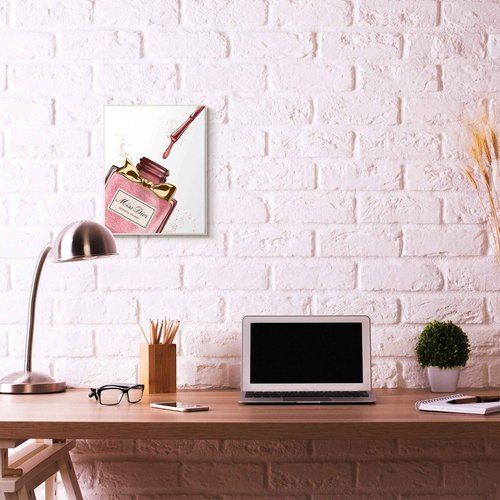 Stupell Industries Makeup Nail Polish Brush Pink Gold Drip Fashion Design Wall Plaque, Multi-Color