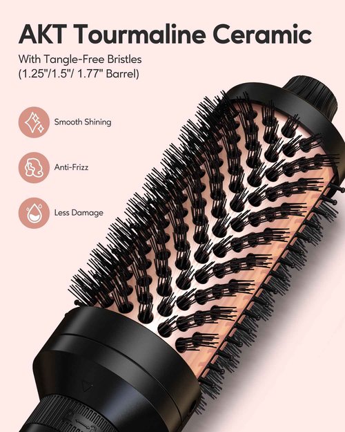 Terviiix PRO Thermal Brush Set for Voluminous Style, Non-blowing Heated Round Brush with Adjustable Temp, 3-in-1 Curling Brush with Detachable Head(1.25'',1.5'',1.77''), 20S Fast Heating with Dual MCH