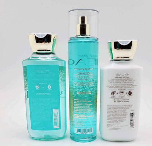 Bath & Body Works - At the Beach - 3 pc Trio Bundle - Shower Gel, Fine Fragrance Mist and 24-Hour Moisture Body Lotion -2020, Full Size