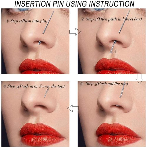 Lyuxzad G23 Titanium Threadless Piercing Taper, 4pcs 16G 18G Piercing Taper Insertion Pin Stainless Steel Assistant Tool