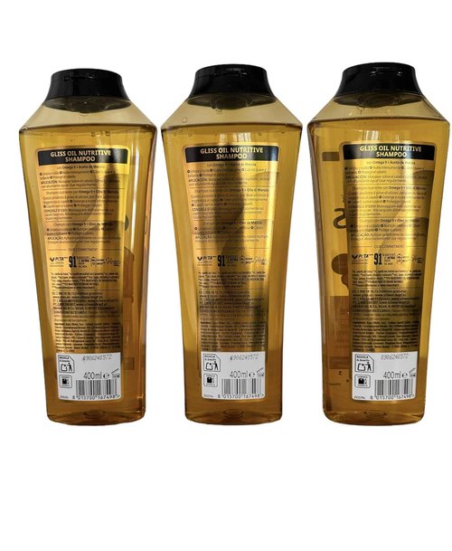 GLISS Hair Repair Shampoo, Oil Nutritive for Longer Hair Prone to Split Ends, 13.6 Ounces (Pack of 3)