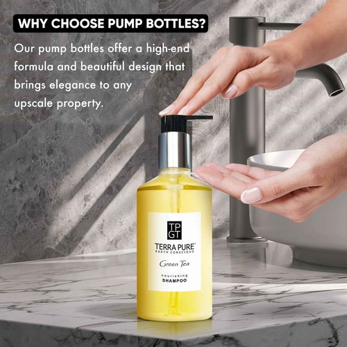 1-Shoppe Terra Pure Ecobox Amenities Kit | Green Tea Soap | Shampoo, Conditioner, Body Lotion, Body Wash | 10.14 oz | Hotel Toiletries Bulk