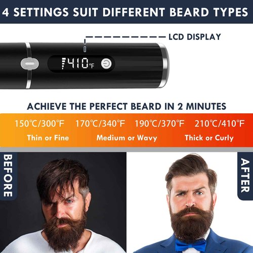 Viuyougor Beard Straightener for Men, Cordless Portable Heated Beard Straightening Comb with LCD, Beard and Hair Straightener Brush Hot Comb, Anti-Scald & Automatic Shut-Off, Portable for Travel
