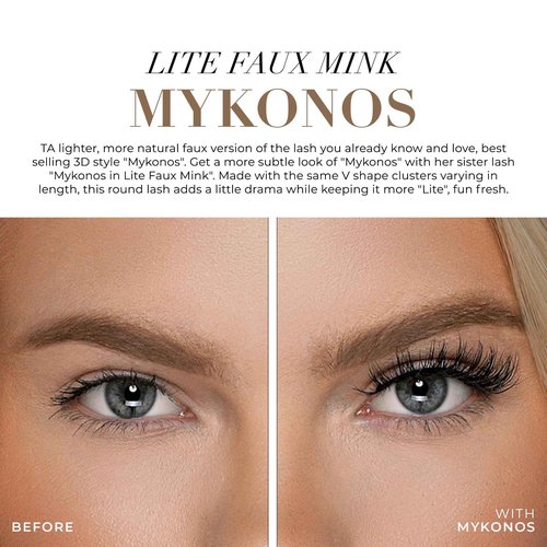 Lilly Lashes Mykonos Lite in Faux Mink, Strip Lashes, Natural Lashes, Reusable False Lashes Natural Look, Lash Strips with Luxury Silk Like Fibers, No Lash Glue Included