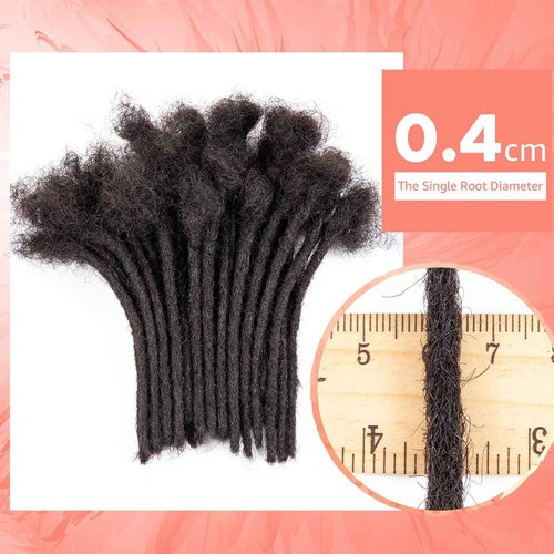 Teresa 0.4cm & 0.8cm Width 100% Human Hair Dreadlock Extensions for Men/Women/Kids, Full Hand-made Locs Extensions Human Hair (8 Inch/20 Strands,Natural Black)
