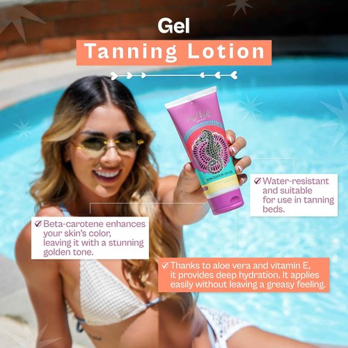 D'luchi Gel Bronzer | Beta-Carotene Concentrate for an Intense Tan! Achieve a deep tan and keep your skin hydrated at all times with our Tanning Gel