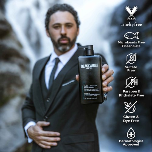 Blackwood For Men Active Man Daily Shampoo and Pure Moisture Body Wash - Sulfate Free, Paraben Free, & Cruelty Free (17 Oz)