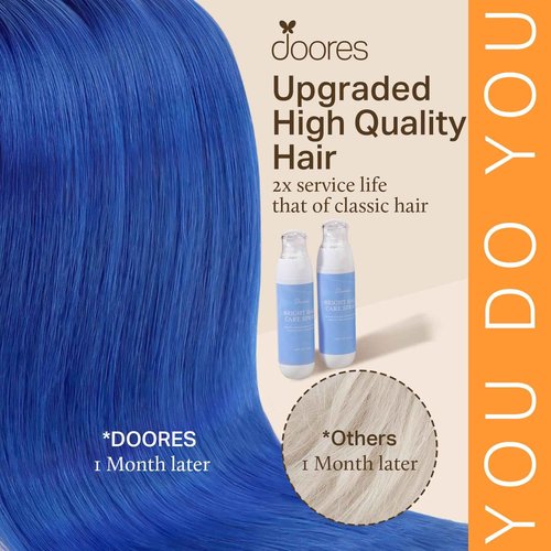 Doores I Tip Extensions, Blue 20 Inch 25g/25s, Human Hair Extensions, Straight Long Hair Extensions