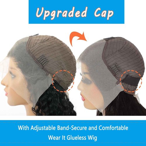 Jewhaut 13x4 Deep Wave HD Lace Front Wigs Human Hair 180% Density Glueless Bob Wigs Human Hair Pre Plucked Short Bob Wigs for Black Women Frontal Wig Human Hair Natural Black Color 12 Inch