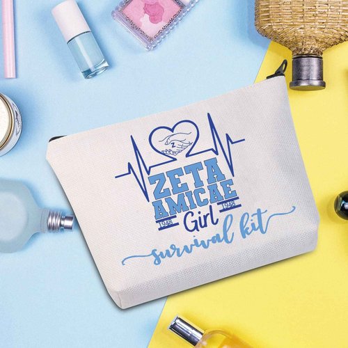 WZMPA 1948 Dove Sorority Paraphernalia Cosmetic Makeup Bag Sorority Sisters Gift Zeta Amicae Girl Survival Kit Makeup Zipper Pouch Bag For Women Girls (Zeta Amicae Girl)