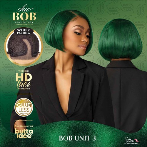 Sensationnel Chicbob Lace Frontwig - Bob Unit 3 Face Framing Glueless Wig Wide 5 Inch Deep Part Synthetic Preplucked Hairline (DIRTYBLONDE)