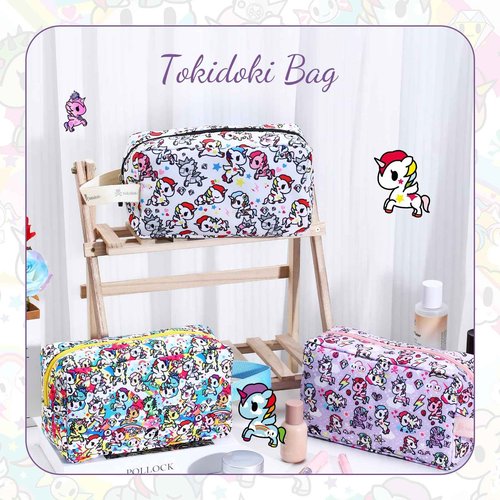 Tokidoki Unicorno Travel Makeup Bag for Women,Cute Large Capacity Cosmetic Pouch Cartoon Portable Makeup Toiletry Bag for Traveling Work Office (Purple)