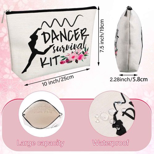 Tondiamo 4 Pcs Dancer Appreciation Gifts Dance Makeup Cosmetic Bags Ballerina Ballet Lover Bag Toiletry Zipper Travel Pouch Gift for Christmas Women Teacher Team