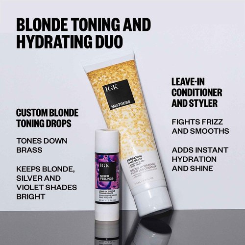 IGK - MISTRESS X MIXED FEELINGS - Hydrating Hair Balm & Blonde Toning Bundle - Control Frizz, Adds Shine, Enhances Color - Haircare Bundle