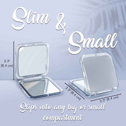 MIRRORVANA Small Compact 20X Magnifying Mirror for Travel - Handheld, Foldable & Lightweight - Mini Pocket-Sized Magnified Mirror for Purse - Square 3.3” x 3.3”