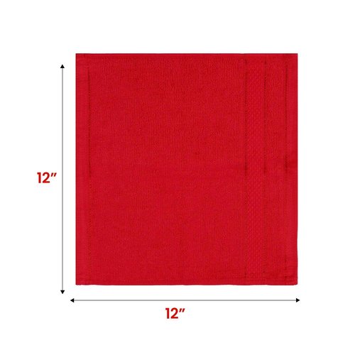 Casa Lino Face Towels & Body Wash Cloths for Showering - 100% Cotton Wash Cloths for Bathroom - Highly Absorbent & Quick Drying Washcloth Set - Cotton Washcloths 24 Pack (12" x 12") - (Red)