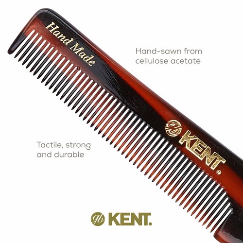 Kent R18T Fine Tooth Comb for Men with Ergonomic Thumb Grip - Handmade Large Hair Comb for Styling, Saw Cut and Hand Polished, Made in England (5.4")