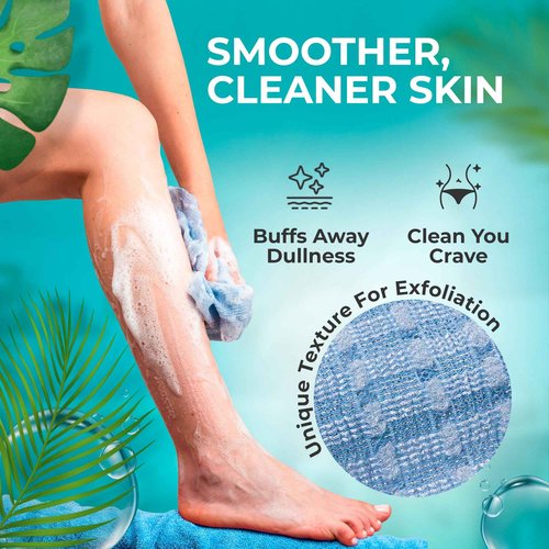 BONDI Exfoliating Washcloth - Perfect Stocking Stuffer - Extra Long - Perfect for Back Scrubbing - Made in Japan
