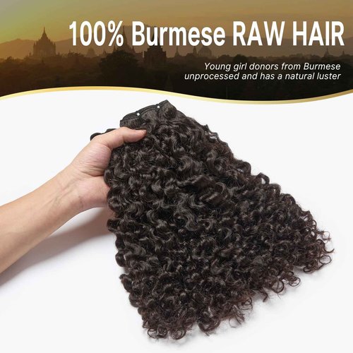 ASHINE Tight Curly Burmese Raw Human Hair Bundles – Unprocessed 100% Human Hair Single Bundle 14 Inch