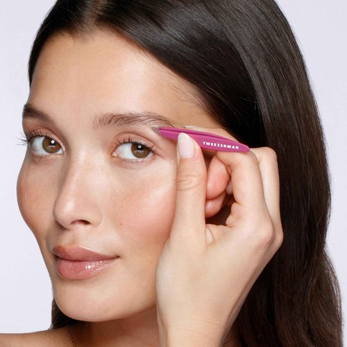 Tweezerman Brow & Grooming Set - Compact Mirror, Slant Tweezer and Travel Tweezerette for Women and Men