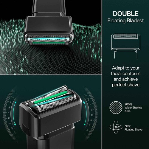 Electric Razor for Men Face,2 Adjustable Speeds Foil Shavers for Men for Beard/Face Beard Trimmer Waterproof Wet & Dry with 3 Floating Blade LED Display USB-C Fast Rechargeable for Travel Home