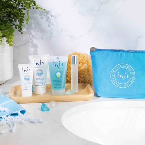 Inis the Energy of the Sea Voyager Gift Set - Travel Size Toiletries for Women and Men - Body Wash - Body Lotion - Hand Cream - Ocean Fresh Unisex Cologne